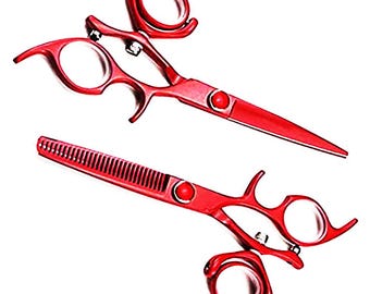 U-Shape Rotating Ring Salon Shear kit - 6.5" Shocking Pink Powder Coated and Double Seville  -