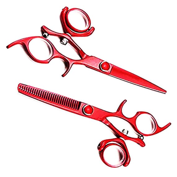 U-Shape Rotating Ring Salon Shear kit - 6.5" Shocking Pink Powder Coated and Double Seville  -