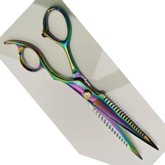 Double Thinning Rainbow Color Pet Haircutting Scissors 8.5"