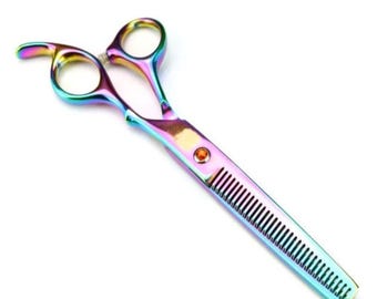 Straight blade Pet Thinning Scissors - Multi and Rainbow color coated
