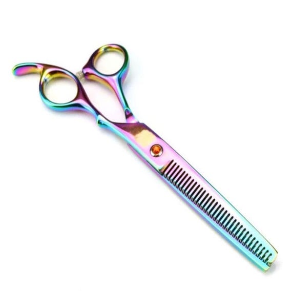 Straight blade Pet Thinning Scissors - Multi and Rainbow color coated