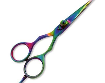 5.5" Titanium Plasma color coated Barber Haircutting Scissors - Razor Scissors