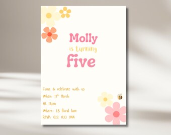 Girls Floral Birthday Invitation