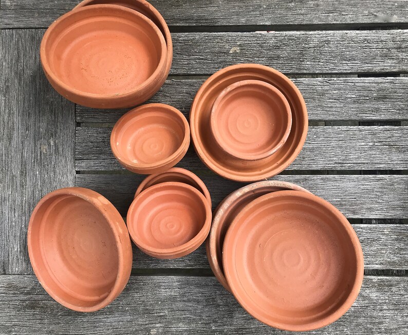 3 1/2 Vintage Italian Terra Cotta Pot Saucers . SET of 4 Etsy