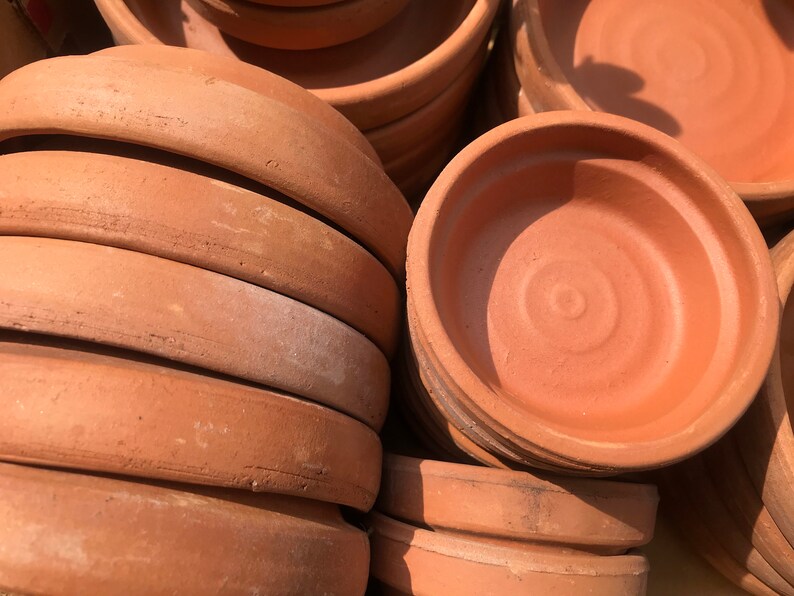 3 1/2 Vintage Italian Terra Cotta Pot Saucers . SET of 4 Etsy