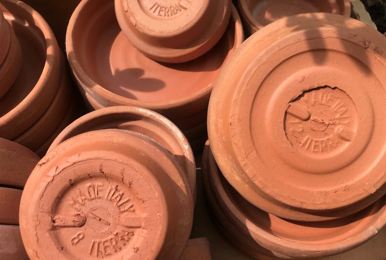 3 1/2 Vintage Italian Terra Cotta Pot Saucers . SET of 4 Etsy