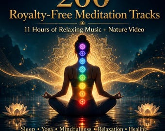 200 brani di meditazione royalty-free / 11 ore di video sulla natura (download digitale)