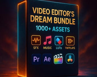 Video Editor’s Dream Bundle 1000+ Assets | LUTs, SFX, Music, Templates, Overlays | PLR License | Premiere, After Effects, DaVinci, Final Cut