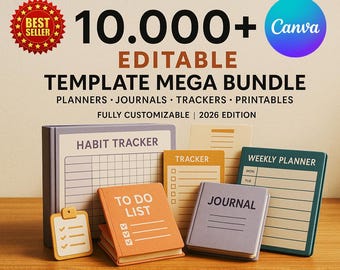 PLR Canva Planer Vorlagen: 100+ bearbeitbare Journale & Tracker (MRR Lizenz enthalten)