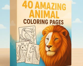 Pacchetto di disegni di animali da colorare: 40 disegni stampabili, diritti di rivendita PLR (download digitale)