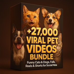27,000+ Viral Pet Videos Bundle | Funny Cat and Dog Clips, Cute Kittens & Puppy Fails, Meme Shorts for TikTok YouTube Instagram | PLR