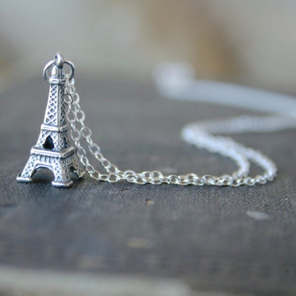 Sterling Eiffel Tower Necklace - Simple everyday delicate jewelry