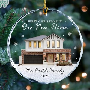 Personalized New Home Photo Christmas Ornament, Custom House Portrait Ornament with Address, Couples Home Ornament 2025, Housewarming Gift