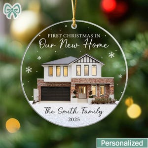 Personalized New Home Photo Christmas Ornament, Custom House Portrait Ornament with Address, Couples Home Ornament 2025, Housewarming Gift