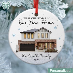 Personalized New Home Photo Christmas Ornament, Custom House Portrait Ornament with Address, Couples Home Ornament 2025, Housewarming Gift