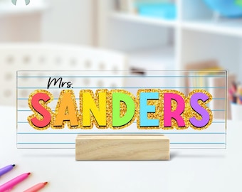 Personalized Teacher Name Desk Sign, Custom Name Acrylic Desk Plate, Gift for Teacher, Teacher Appreciation Gift, Back To School