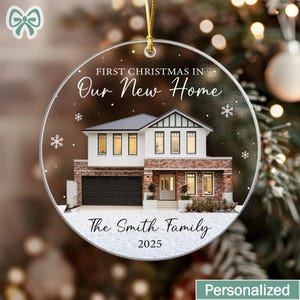Personalized New Home Photo Christmas Ornament, Custom House Portrait Ornament with Address, Couples Home Ornament 2025, Housewarming Gift