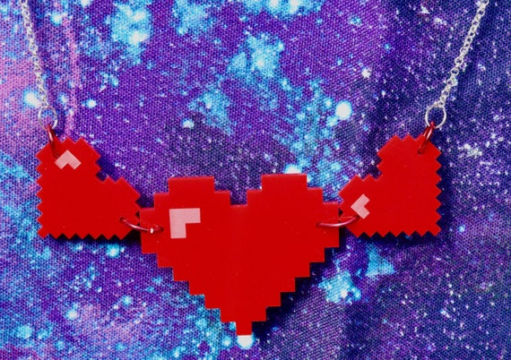 Pixel Heart Gamer Necklace Canada