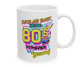 80s Retro Mugs and Glassware, Forever Young Gift, Take Me Back Design, Eighties Theme, Nostalgic Present, Roller Skate 80s Party