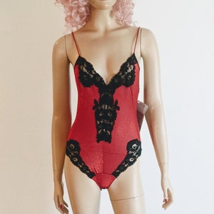 Blanche by Ralph Montenero - NWT 1970&#39;s Red Shimmer Teddy - XS Petite