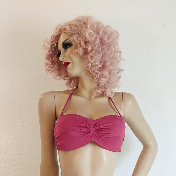 BADGLEY MISCHKA- 1990's Pink Halter Bikini Top- Medium