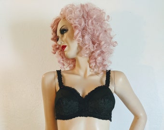 Maidenform* Sweet Dreams- RARE 1960's Black Sleep Bralette- 34B