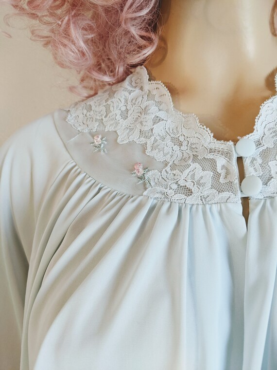 Shadowline® - 1970's Something Blue Bed Jacket- S… - image 2