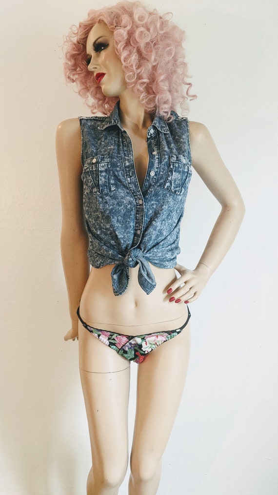 lei- 1990's Acid Wash Denim Shirt- Medium - image 4