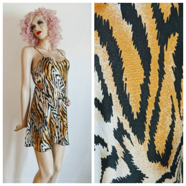 Lucie Ann Beverly Hills 1970's Sexy Tiger Print Chemise Medium image 2