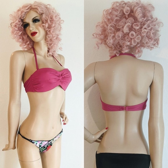 BADGLEY MISCHKA- 1990's Pink Halter Bikini Top- M… - image 2