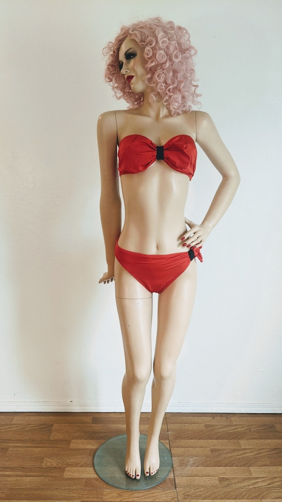 GIVENCHY- 1970's Sexy Red Bikini- Union Label- IL… - image 1