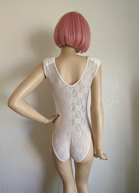 Kayser - 1980's White Lace Bodysuit - Large - image 5