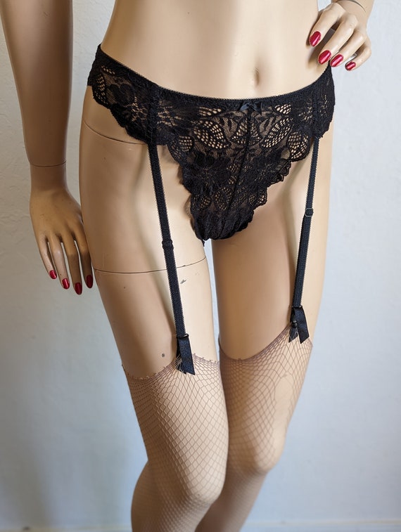 VICTORIA'S SECRET- NWT 1990's Black Lace Panty Ga… - image 3