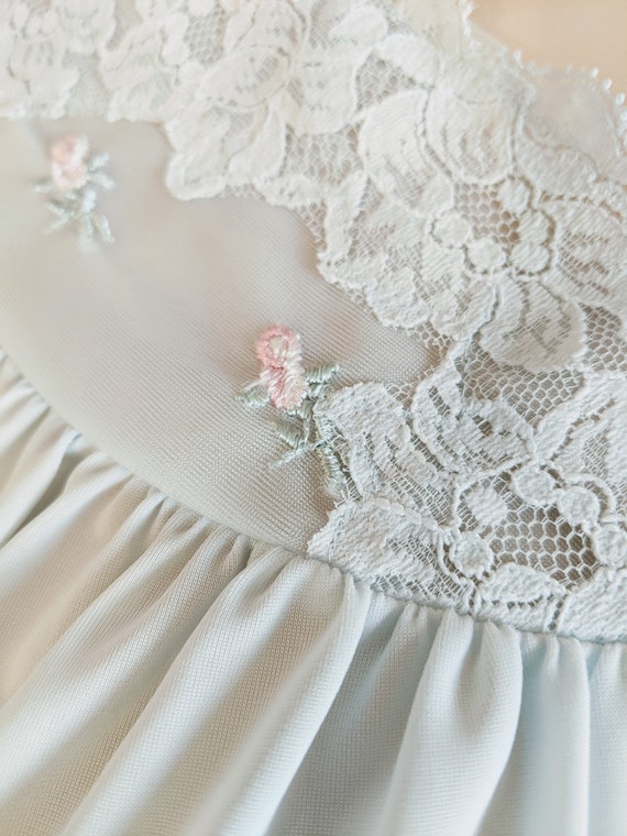 Shadowline® - 1970's Something Blue Bed Jacket- S… - image 4