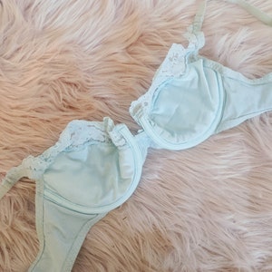 VICTORIA'S SECRET- 1990's Powder Blue Lace Demi Push up Bra- 36B image 7