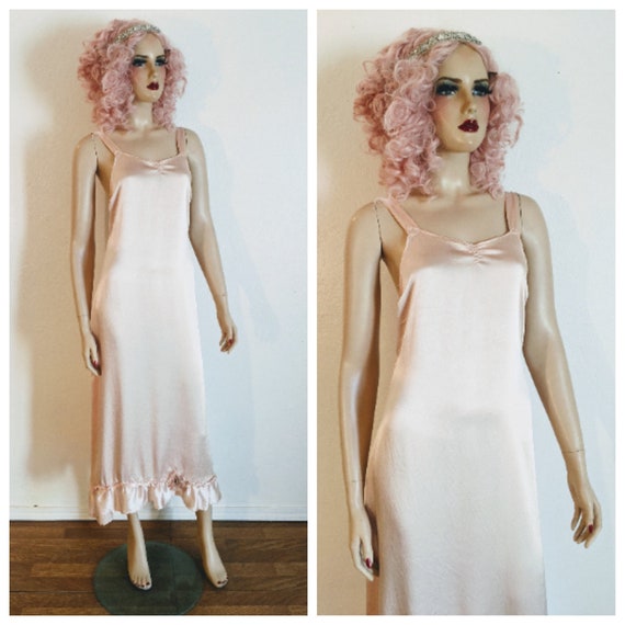 1940's Liquid Satin Antique Nightgown- 32 XS - image 1