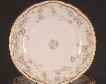 Theodore Haviland Limoges Schleiger 340 Roses Dinner Plates - Vintage Ceramic Collectible Dining Serving Entertaining