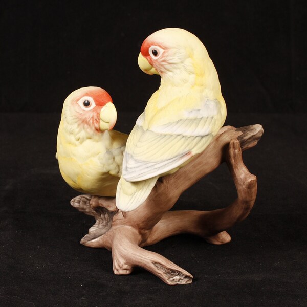 Boehm #400-58 Yellow Baby Lovebirds Figurine - Vintage Ceramic Collectible Art Home Decor