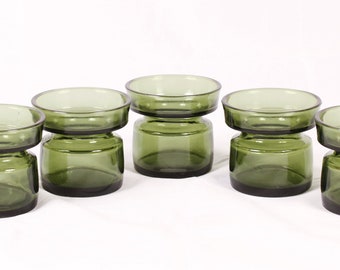 Dansk Designs Jens Quistaard Bottle Green Stackable Glasses - Set of 5 - Vintage Glass Collectible Dining Serving Entertaining Barware