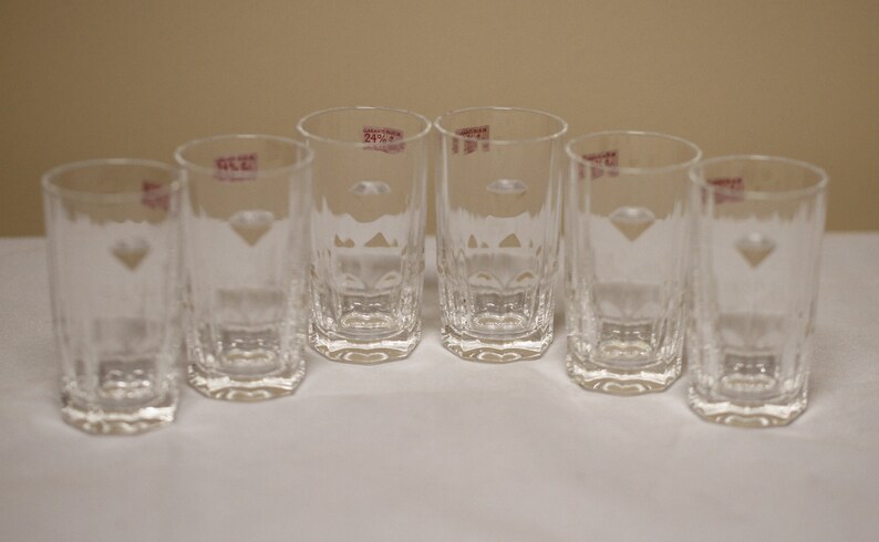 Cristal D'Arques Octagonal Shape Shot Glasses Set of 6 Vintage Glass Collectible Dining Serving Entertaining image 1