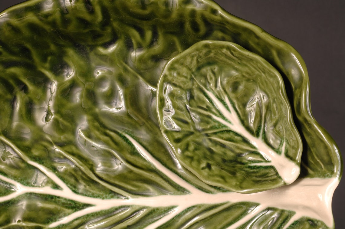 Green Cabbage Chip and Dip Dish Vintage Ceramic Collectible Etsy