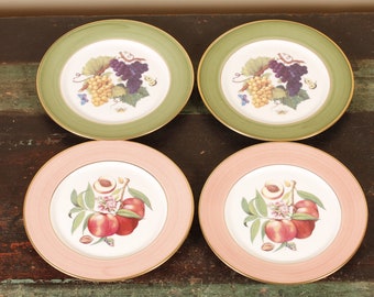 Veritable Limoges Porcelain Fruit Salad Dessert Plates - Set of 4 - Vintage Ceramic Collectible Dining Serving Entertaining