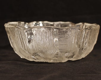 Hoya Mid Century Modern Iceberg Ice Glass Salad Serving Bowl - Vintage Glass Collectible Barware Dining Serving Entertaining