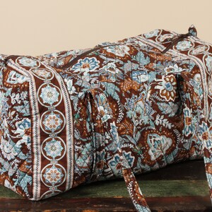 Vera Bradley Java Blue Extra Large Duffel Vintage Handbag Collectible Fabric Purse image 3