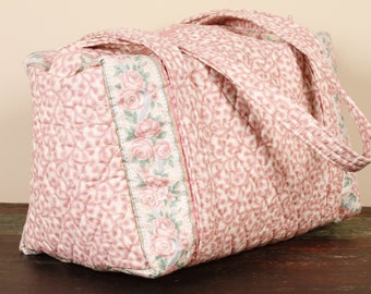 Vera Bradley Pink Home & Away Large Duffel - Vintage Handbag Collectible Fabric Purse