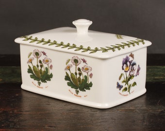 Portmeirion Botanic Garden Dragonfly Square Lidded Box - Vintage Ceramic Collectible Home Decor Living
