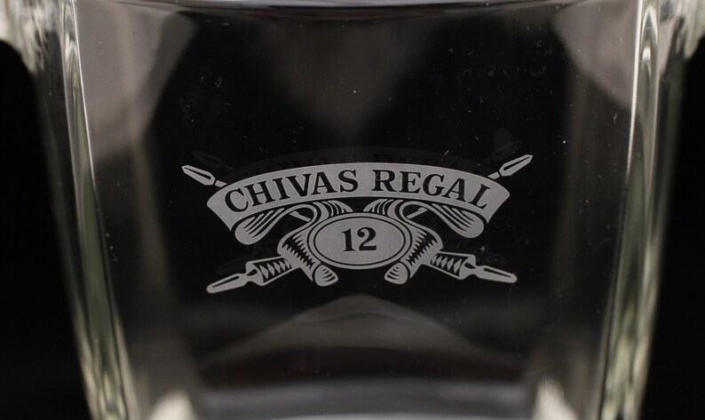 Etched Chivas Regal 12 Scotch Ice Glass Bucket Vintage Glass Collectible Barware Dining Serving Entertaining image 3