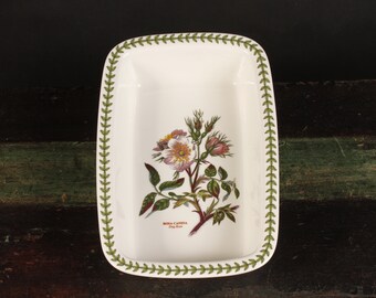 Portmeirion Botanic Garden Rosa Canina Dog Rose Rectangular Baker - Vintage Ceramic Collectible Dining Serving Entertaining