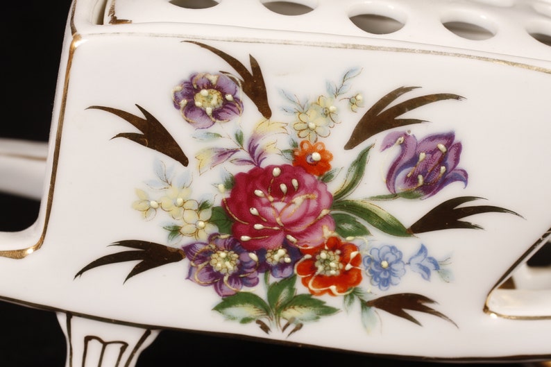 Rana de flores de carretilla floral Vintage cerámica coleccionable decoración del hogar vida imagen 6