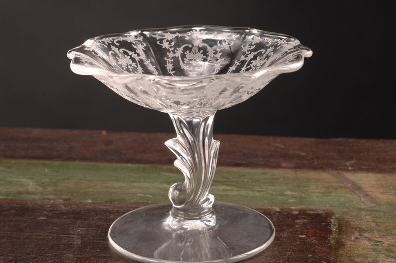 Fostoria Glass Navarre Pattern Tall Comport Footed Candy Dish Etsy